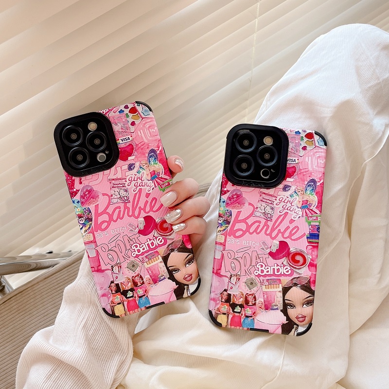 IPHONE Kartun Boneka Barbie Perlindungan Butir Vertikal soft Case Untuk Iphone14 13 12 Pro Max11 X XR XS Max7 8 Plus