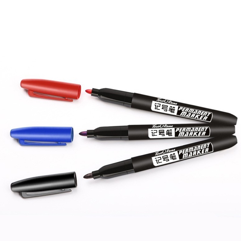 Hitam/merah/biru Penanda Anti Air Cepat Kering Berbasis Minyak/Pulpen Penanda Pengerjaan Tulisan Halus Serbaguna/Spidol Portable Clipable Stationery