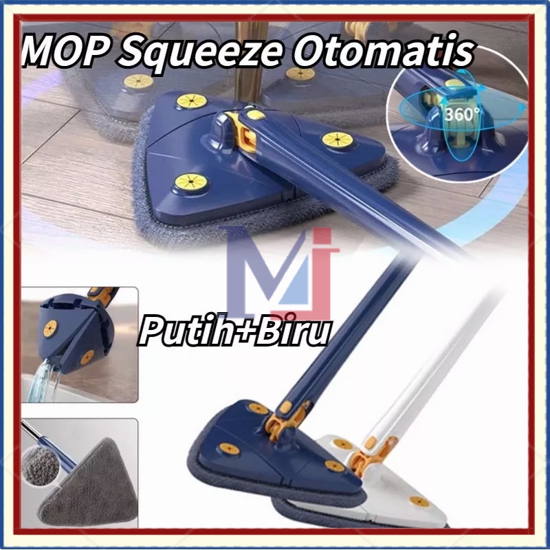 【Ready Stock】130cm Pel Pel Debu Datar / Alat Pel 360 Segitiga Mop /Putar Lantai Segitiga / MOP Squeeze Otomatis