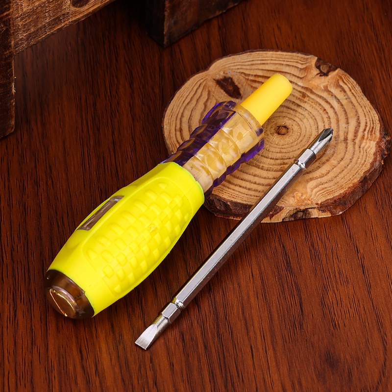 1pc Obeng Ganda Kepala Yang Dapat Diganti Test Pen Listrik/Pena Inspeksi Tegangan Dengan Lampu Indikator/Jalur Mesin Mobil Alat Ukur Kegagalan