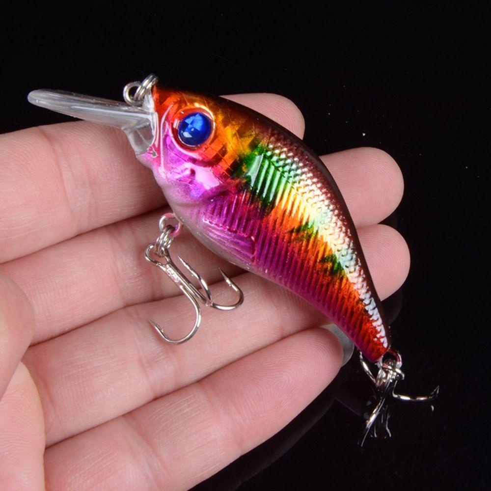 Agustinina Umpan Keras Crankbaits Hooks 7.5cm 12g Simulasi Ikan Lure Crankbait Bergaris Umpan Mengambang Buatan Wobbler Ikan Dengan Mata 3D Umpan Ikan Gemuk Kecil