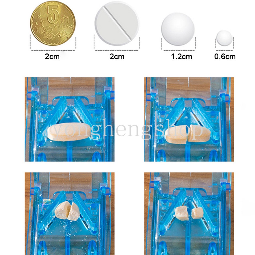 Outdoor Travel Portable Pill Cutter Medicine Slicer Box Transparan Pill Splitter Wadah Obat Tablet Divider Breaker Tempat Penyimpanan Pill Box Vitamin Penghancur