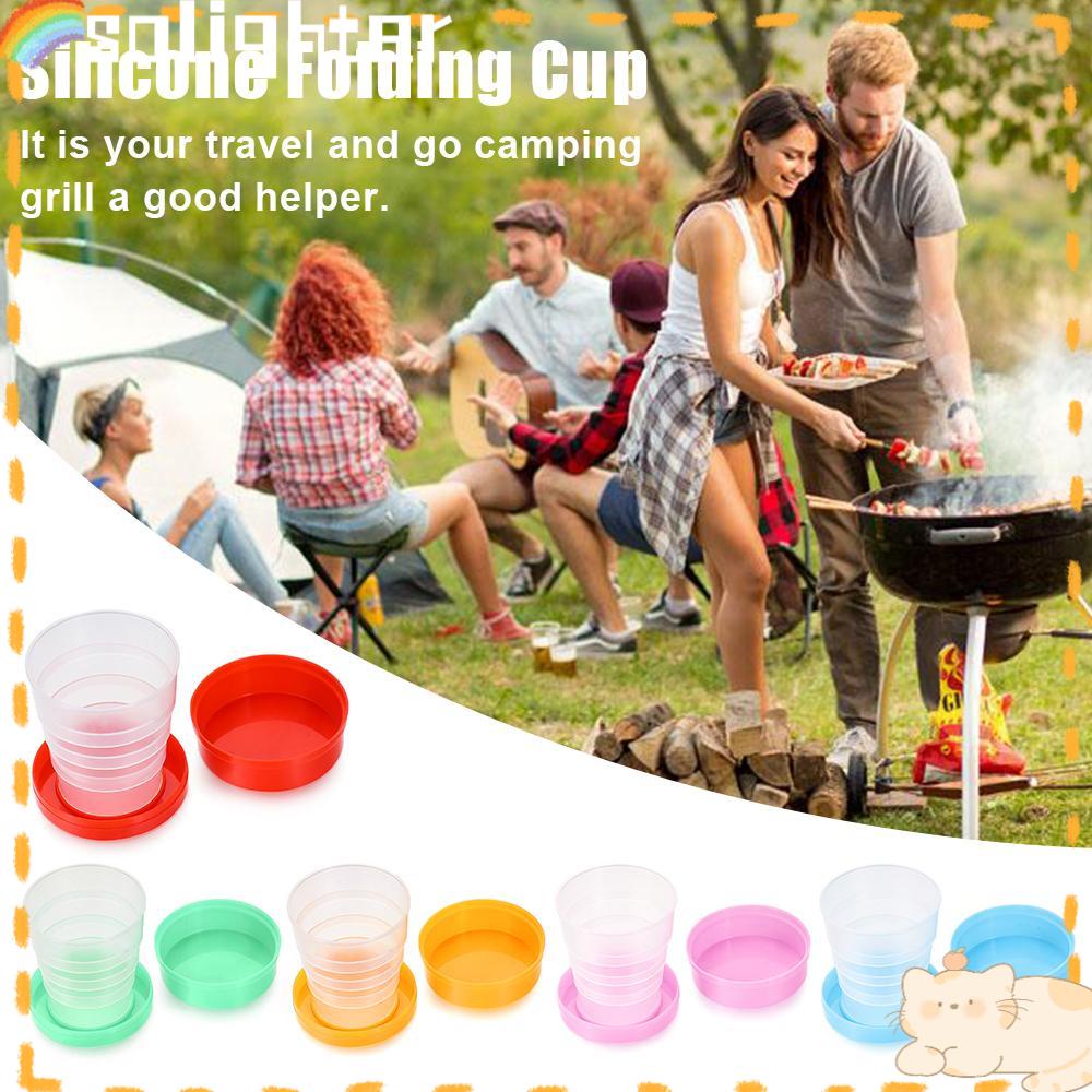 Solighter Collapsible Plastic Cup Camping Portable Olahraga &amp; Outdoors Dapur &amp; Makan Minum Mug