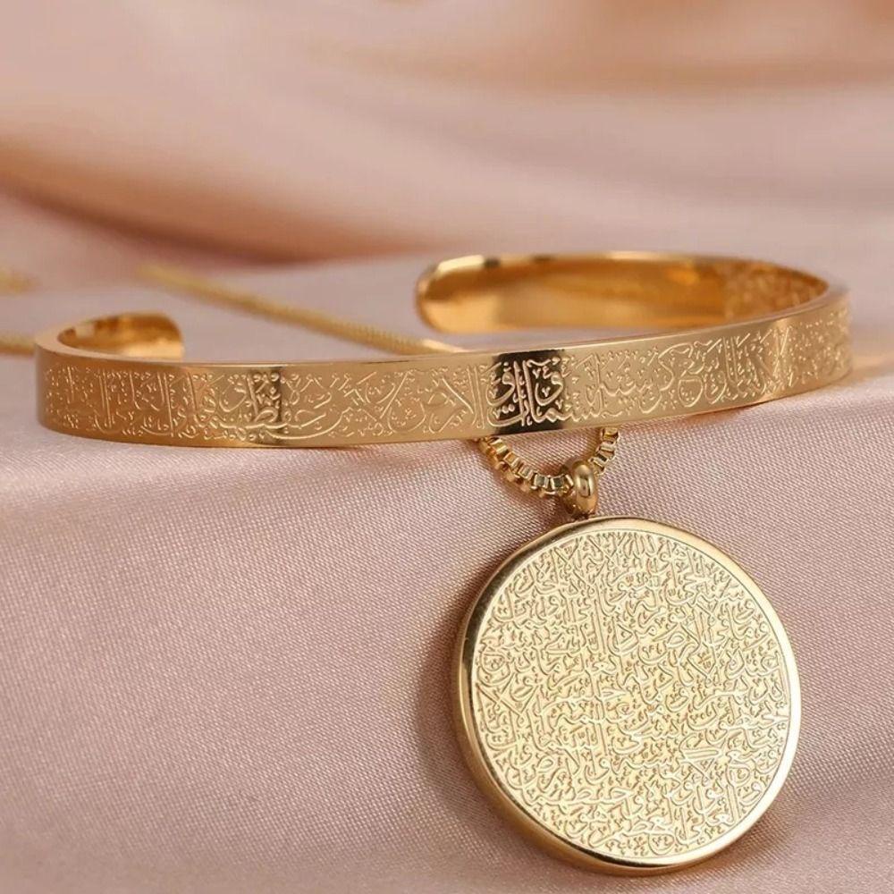 Mxbeauty Arab Manset Gelang Kepribadian Desain Minoritas Unik Wanita Hadiah Perhiasan Aksesoris Anti Karat Sederhana Pulseras Disk Pendant Kalung