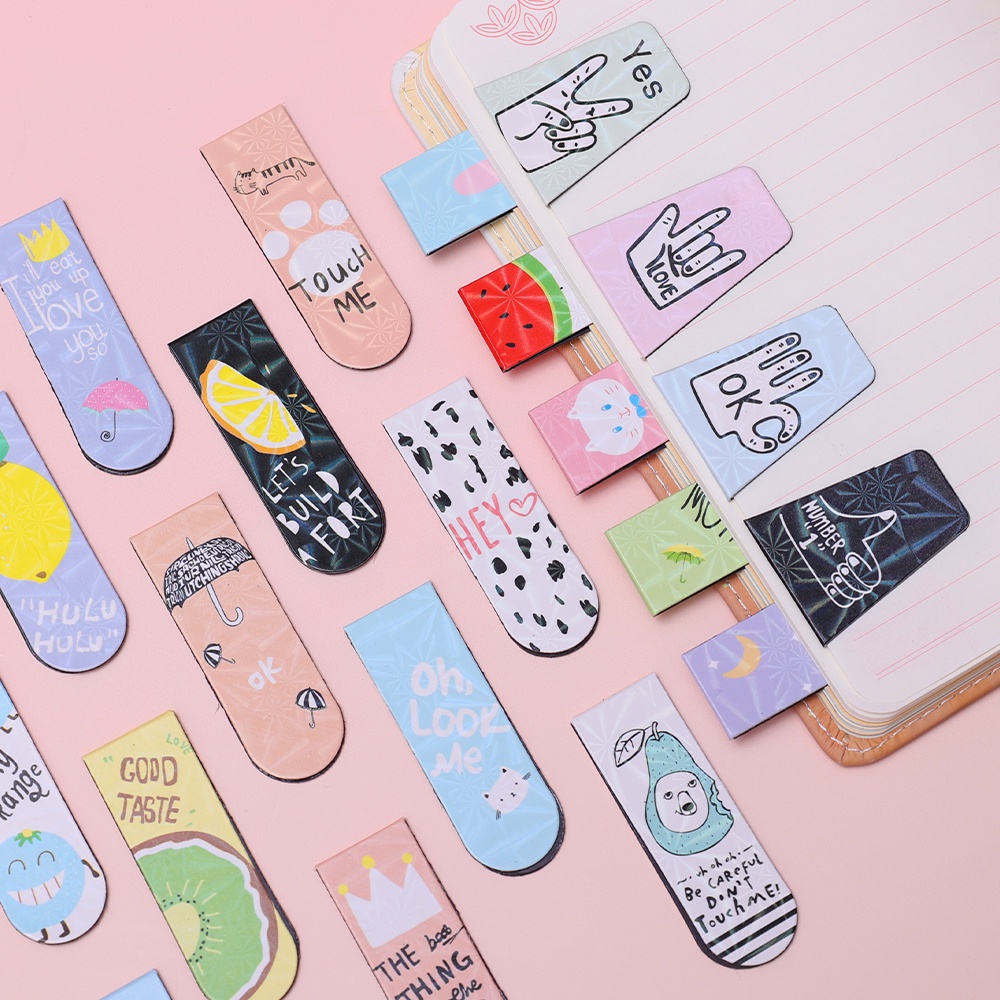 1set Seri Kartun Lucu Magnet Bookmark Kreatif Alat Tulis Magnet Klip Buku Perlengkapan Siswa Kantor