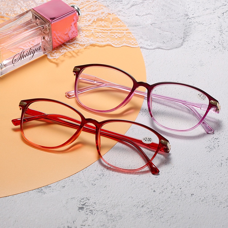 (YUZHU) Kacamata Baca HD Ultra Ringan Fashion Korea Candy Color Bingkai Bulat Anti Radiasi Plus Eyeglasses