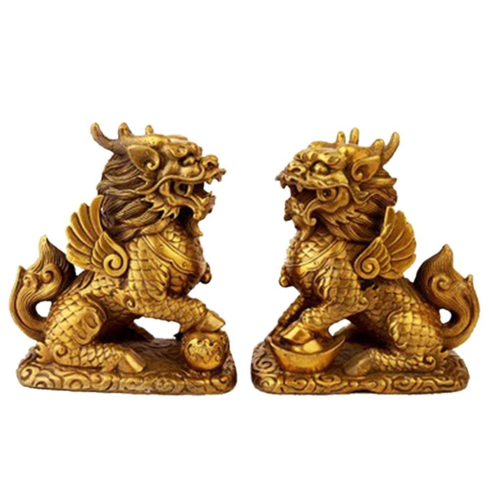 [Elegan] Kylin Patung Hadiah Pindah Rumah Gaya China Portabel Good Luck Kerajinan Tangan Desain Unik Kerajinan Tangan Sangat Baik Miniatur Patung
