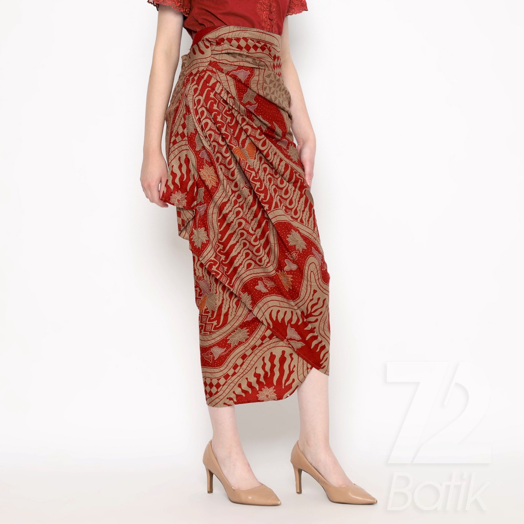 ROK BATIK SPAN Jena Skirt Lilit Kebaya Instan Modern Wanita Motif Sungai Kupu Warna Merah 723229 Cap 72 - Rok Batik Lilit Bawahan Skirt Kamen Kebaya Songket Batik Panjang Plisket Span Instan Jadi Bali Lembaran Premium Modern Untuk Wanita Kondangan