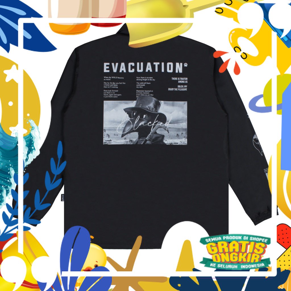 Dobujack Coach Jacket Evacuation Black/ merah putih biru polos