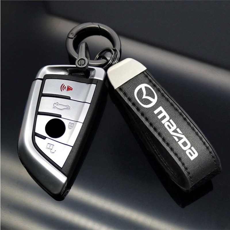 Gantungan Kunci Mobil Kulit Zinc Metal Car Logo Keychain Untuk Teknologi Mazda SKYACTIV 2 3 5 6 CX5 CX6 RX8 BT50 CX30 Styling Mobil