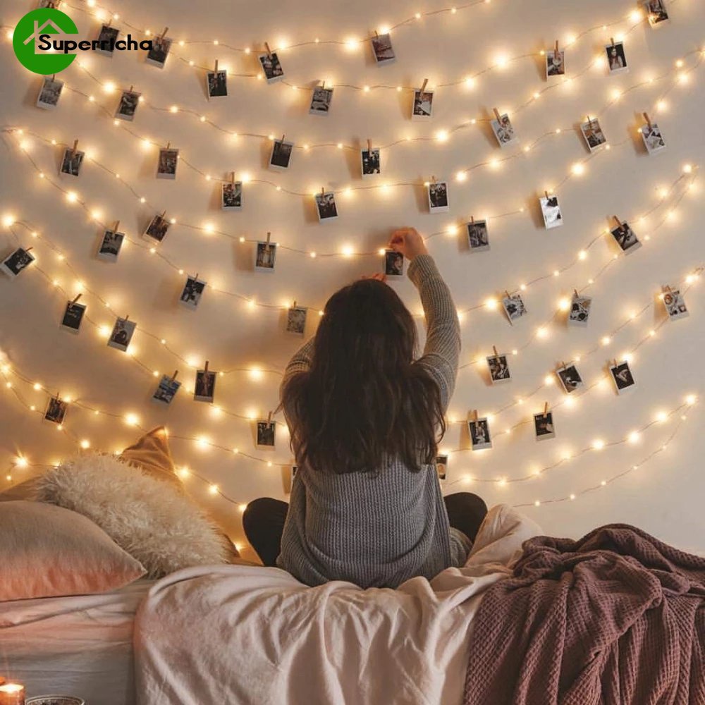 Hot Sale /2 /5 /10M Fairy Copper Wire String Lights Dengan Klip/Klip Foto Lampu String LED/Garland Pesta Pernikahan Liburan Fairy Light Natal Dekorasi Kamar