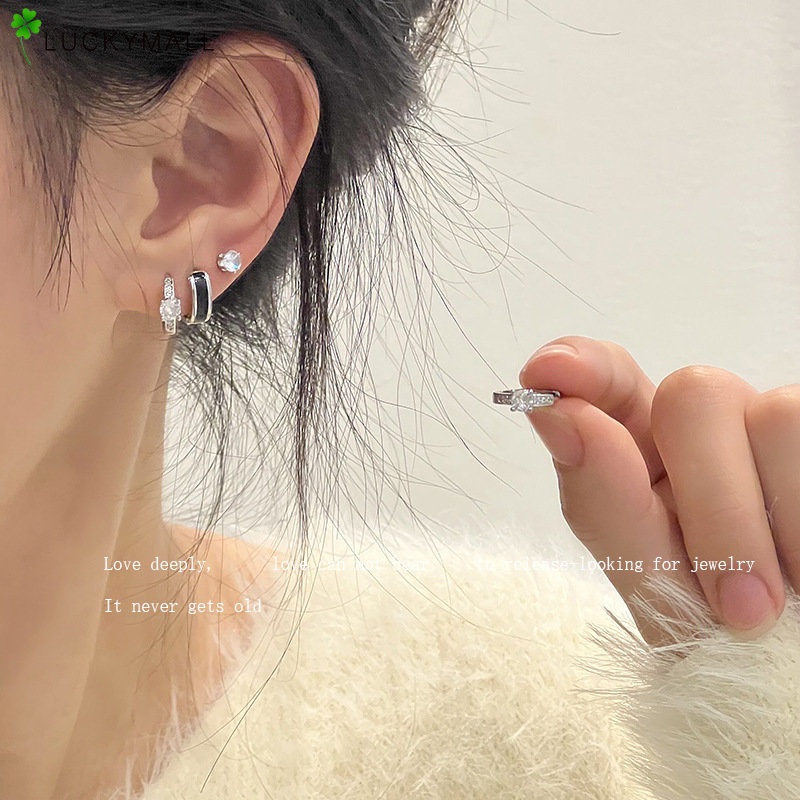 6pcs/set Fashion Zircon Stud Earrings for Women Hypoallergenic Elegant Hoop Earring Jewelry Accessories