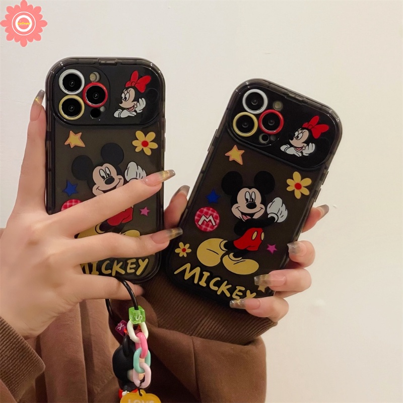 Compatible for IPhone 11 XR 14 13 12 11 Pro Max 7 8 Plus X XS MAX SE 2020 Cartoon Mickey Minnie Mouse Shockproof Creative Flip Make Up Mirror Cute Kuromi Soft TPU Case