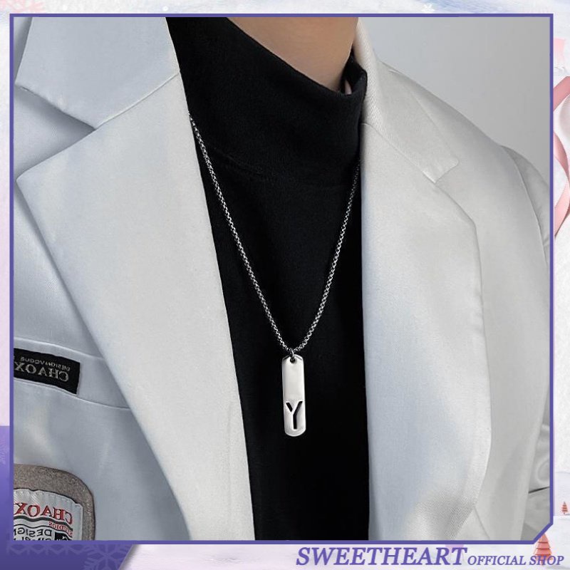 Kalung Huruf Baja Titanium Eropa Dan Amerika Trendi Hip-hop Kepribadian Liontin Sederhana Perhiasan Hati Manis