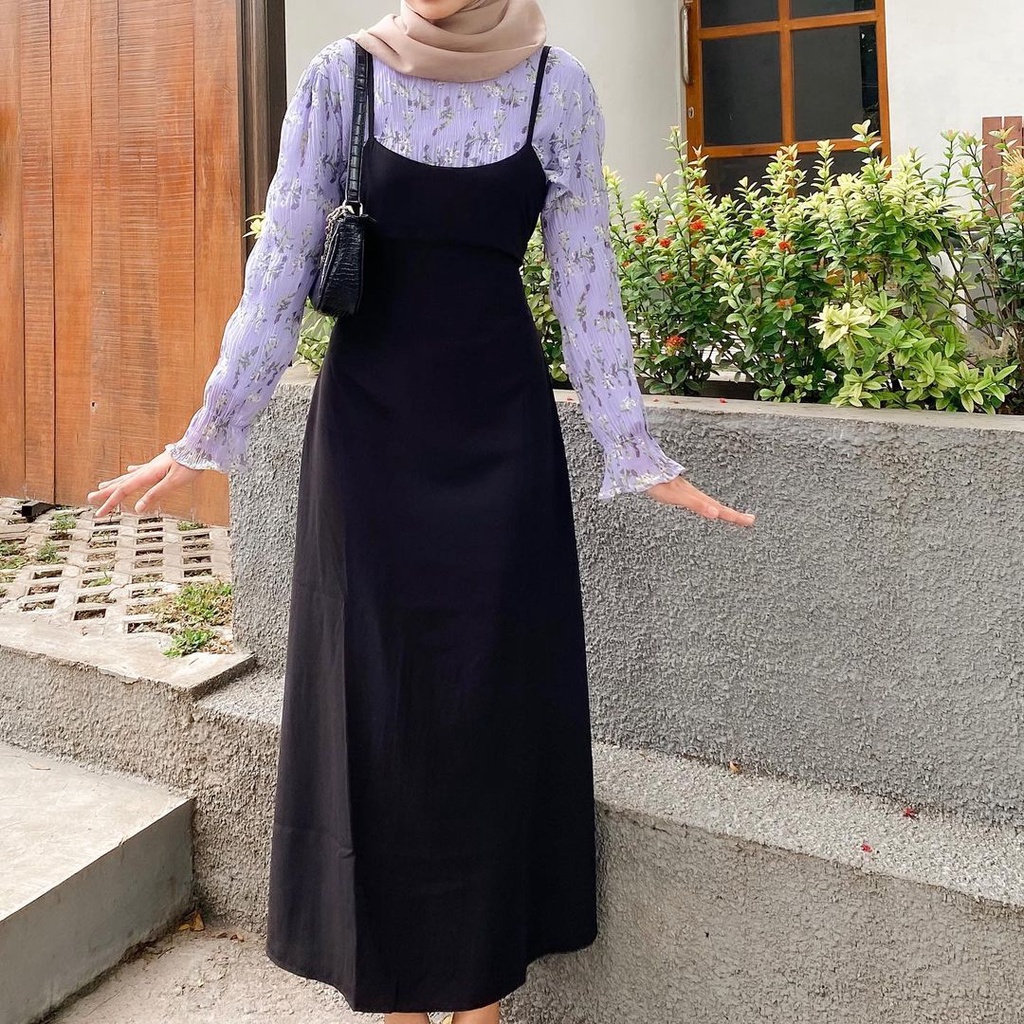 Jisoo Korean Overall - Dress Tanpa Lengan Haraskirt Madebyhara (Black)
