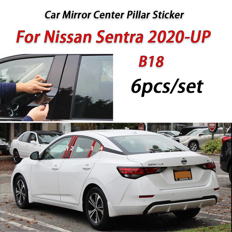 Nissan Sentra Hitam Glossy Jendela Pintu Mobil Kolom Tengah B C Tiang Pilar Stiker Lis Kaca Film Dekorasi Untuk Sentra B18 2020 2021 2022 2023 Aksesoris