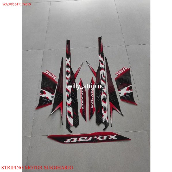 (ORI) Striping sticker lis body yamaha all new aerox 155 connected 2022 2023 merah KUALITAS ORIGINAL