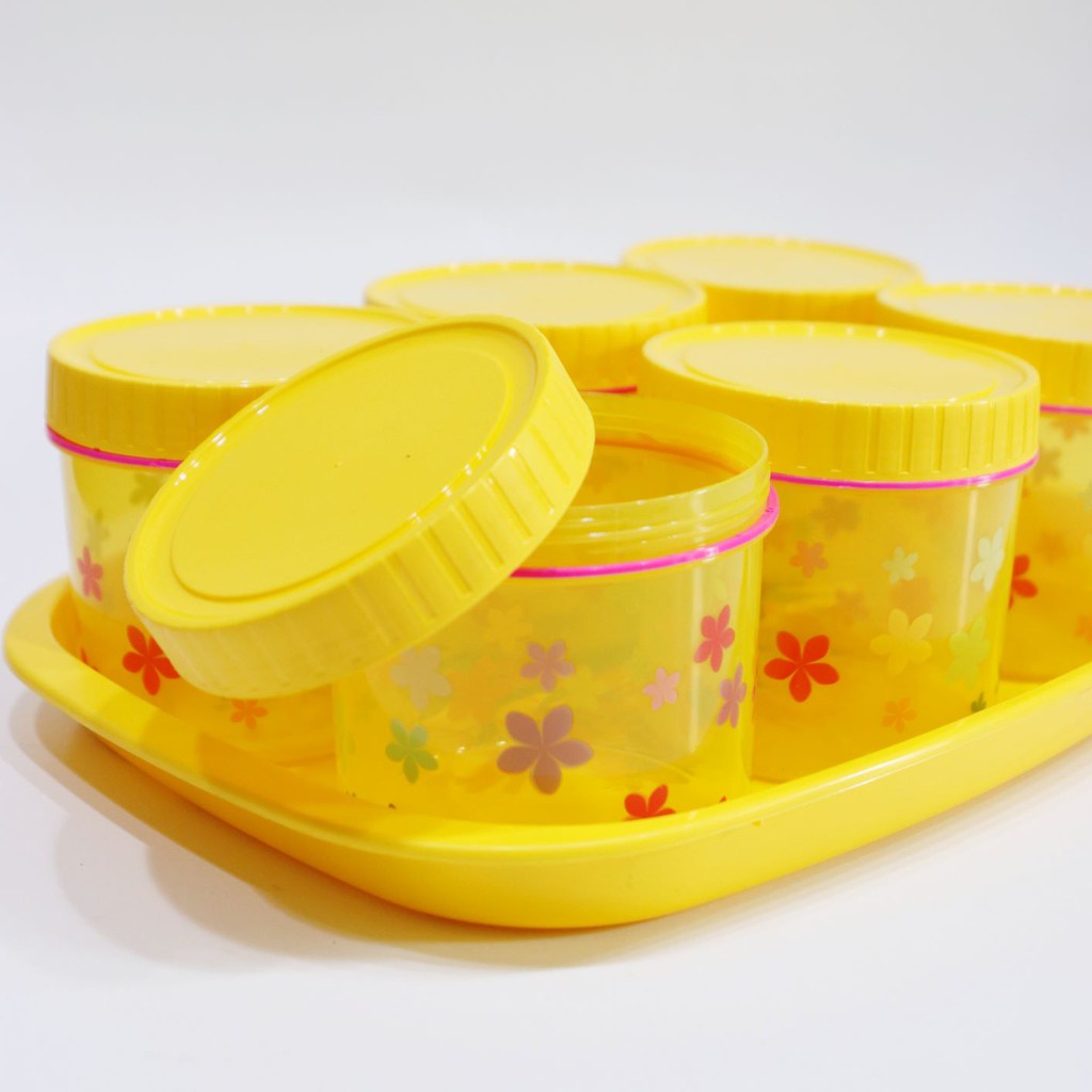 GOS -Z201- Toples 6pcs + Nampan - Toples Kue Lebaran - Toples 1 Set Nampan - Toples Plastik Serbaguna