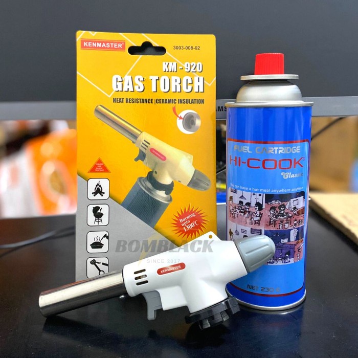 Paket Gas Torch + Gas Hi Cook 230 gr Pematik Gas Kompor Api Blow Torch