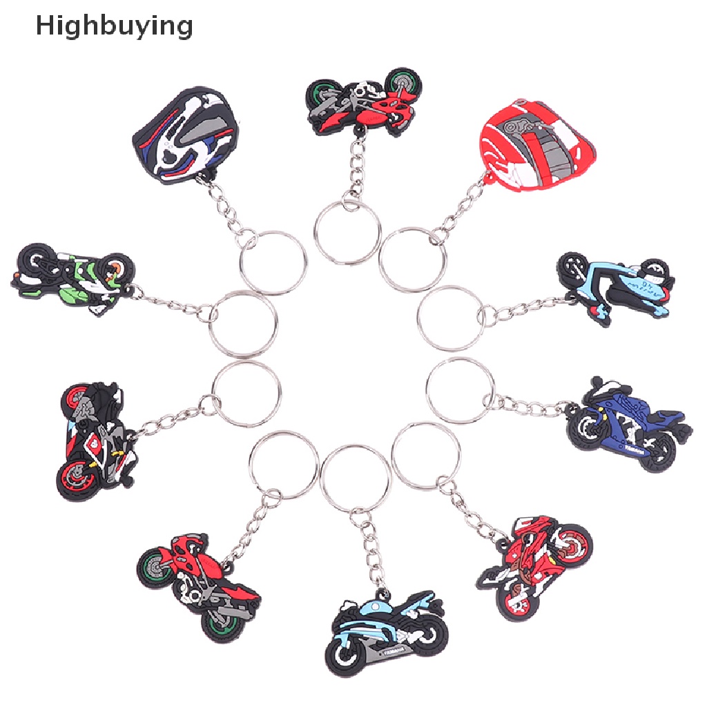 Hbid 5PCS PVC Keychain Cartoon motorcycle Key Ring fashion Key Holder fit men women keys trinkets accessories Jewelry Decoration Gift Glory