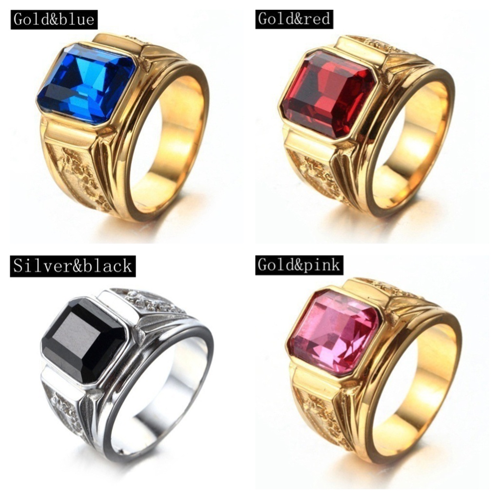 Goldkingdom Fashion Perhiasan Aksesoris Ready Stock Baru Eropa Dan Amerika 18 K Emas Batangan Pola Naga Bertatahkan Berlian Pria Cincin Vintage Akad Mosaik Perhiasan