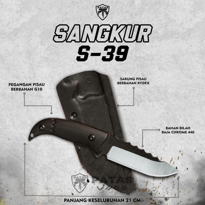 PATAS TACTICAL MAKASSAR Sangkur Patas Tactical S0039 Costum - Pisau+Srng+Tali