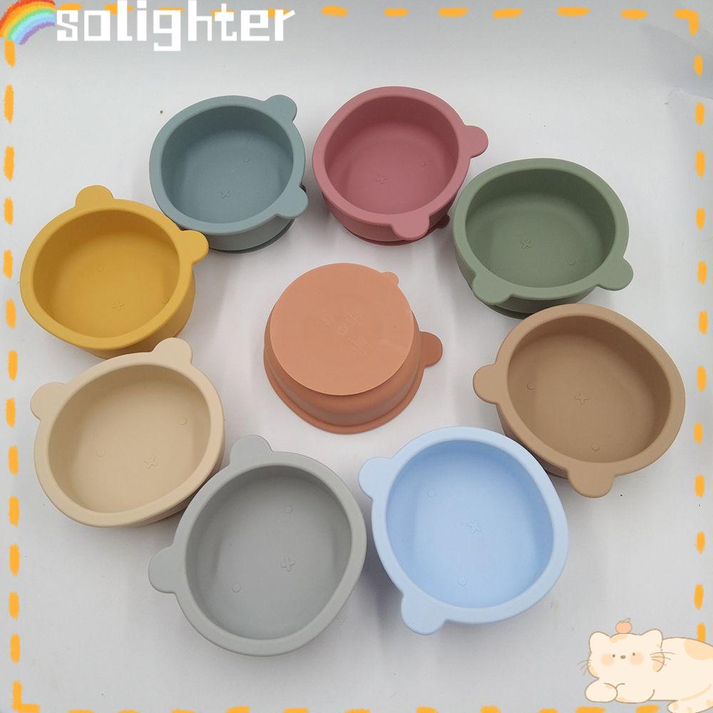 Solighter Piring Anak Sendok Silikon Training Dinner Plate Suction Cup Bowl