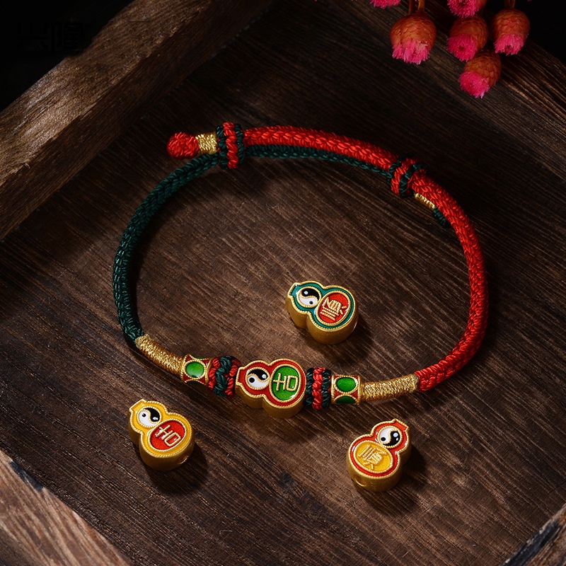 Goldkingdom Aksesoris Perhiasan Fashion Ready Stock Tetes Lem, Enameling, Bagua Labu, Transfer Beads, Fulu Jishun Diy Gelang Untuk Pria Dan Wanita.