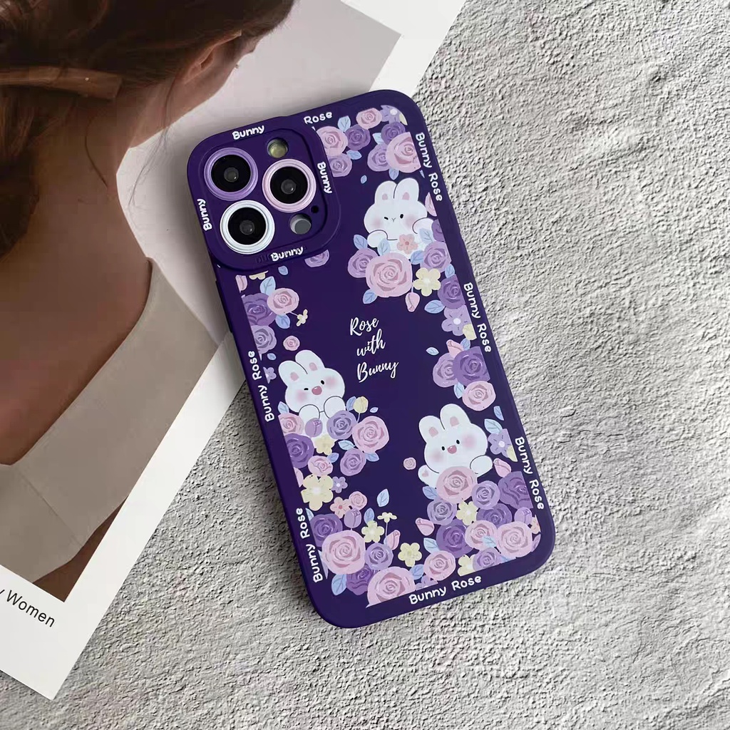 IPHONE Ins Pola Kelinci Cocok Untuk Iphone14 14pro 14plus 13 13pro 13prm iPhone12 7Plus 8Plus Xr XS 13 Pro Max Empat Sudut Casing Ponsel Tahan Guncangan
