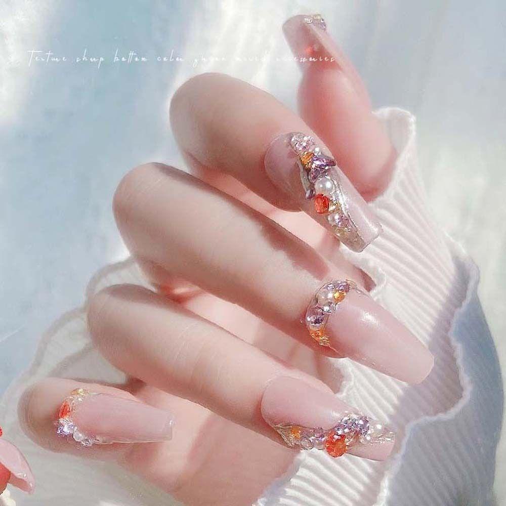 AUGUSTINA Agustina Kuku Berlian Imitasi Fashion Mewah Pesona Kuku Menunjuk Bawah Bor Manicure Aksesoris Jepang Nail Art 3D Nail Art Drills
