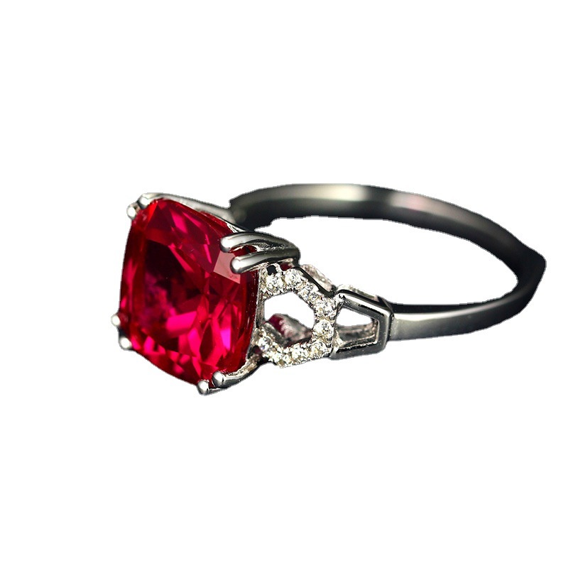 Goldkingdom Aksesoris Perhiasan Fashion Ready Stock Cincin Safir Eropa Berlapis Perak Bertatahkan Dengan Cincin Zamrud Ruby Berwarna Perempuan