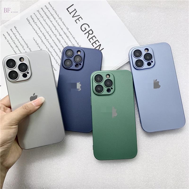 IPHONE Casing Pc Keras Ultra Tipis Untuk Iphone14 12 13 11 Pro Max Pelindung Kamera Lubang Volume Tahan Debu