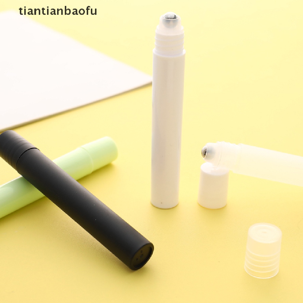 [tiantianbaofu] 10ml Botol Kosong Roll Roller Ball Wadah Minyak Stainless Steel Plastik Butik