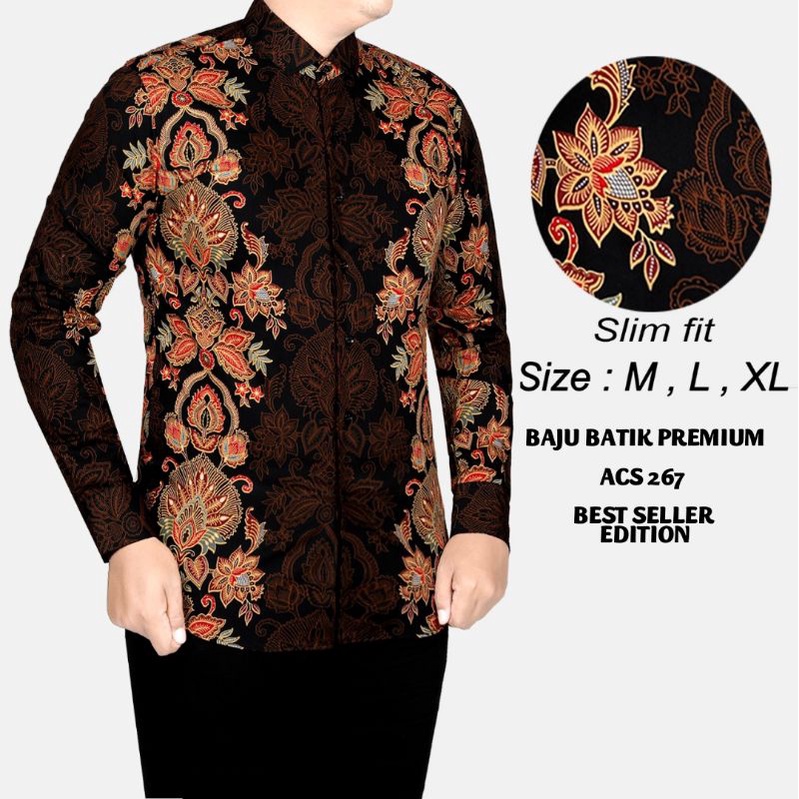 KEMEJA BAJU BATIK PRIA SLIM  FIT BEST SELLER KATUN HALUS LBL242 PREMIUM KEMEJA BLD JAKARTA