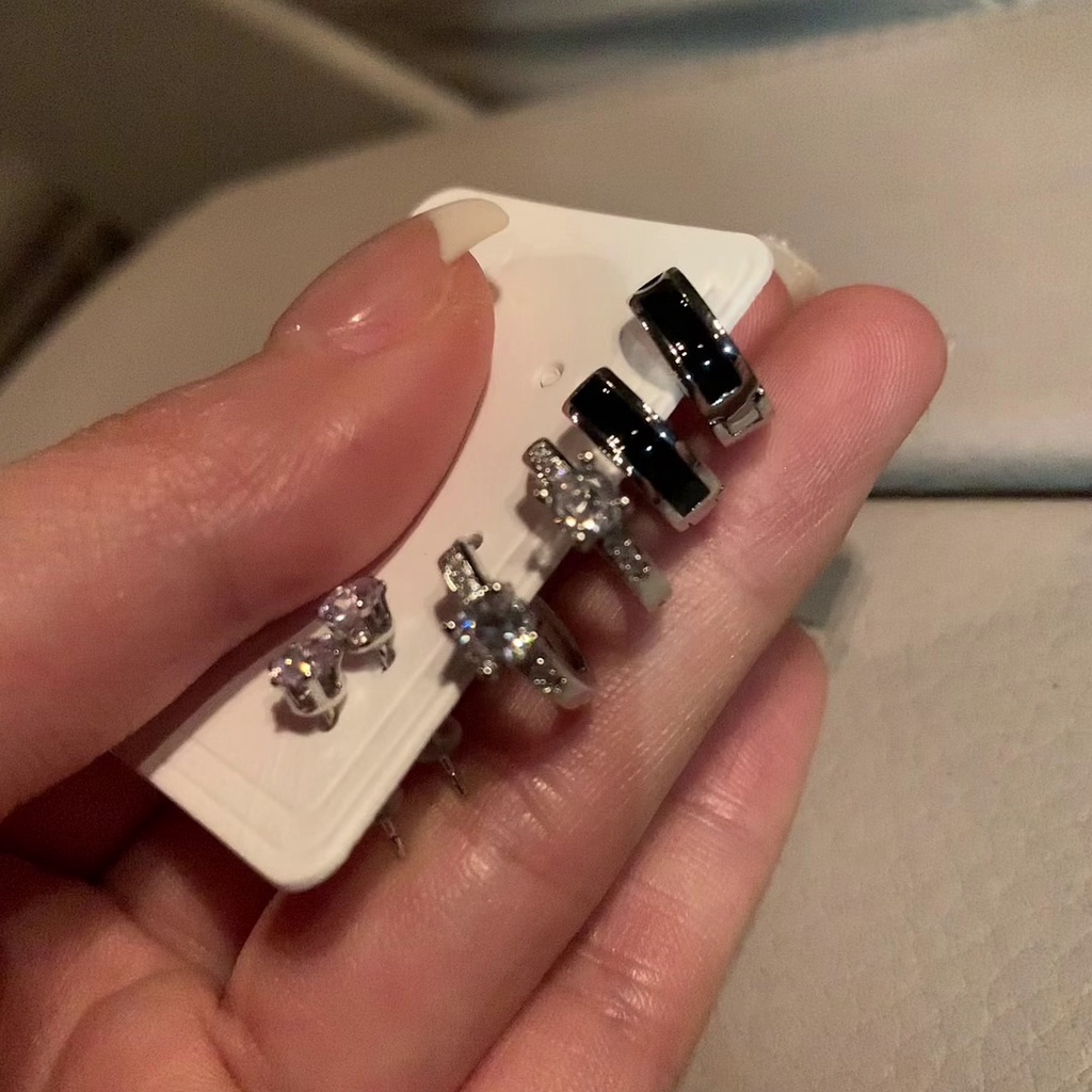 Zirkon Anting Hati Untuk Wanita Perak Mengkilap Anting Hoop Perhiasan Aksesoris Fashion