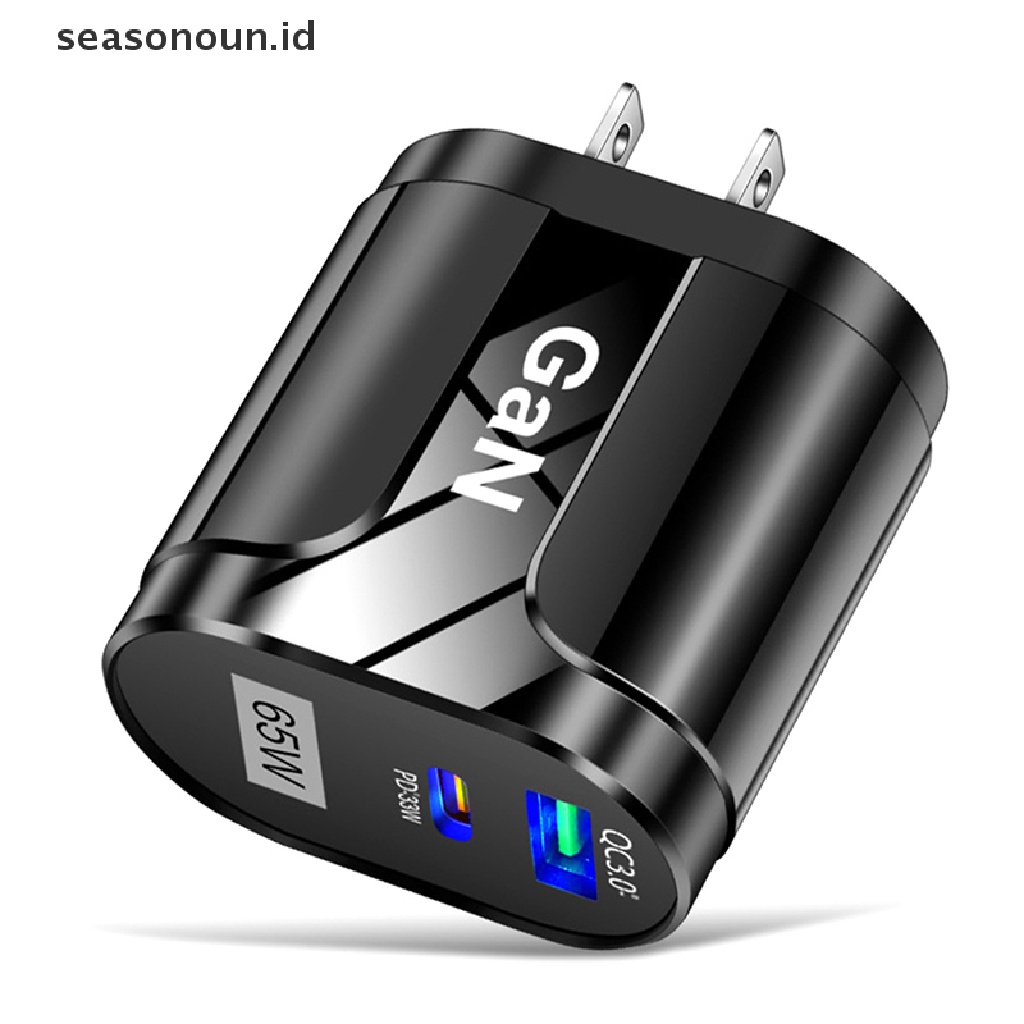 Seasonoun GaN 65W USB C Charger Quick Charge PD USB-C Tipe C Pengisi Daya USB Cepat EU/As/UK.