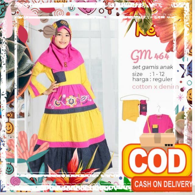 Qonitah Project Gamis Anak GM 464 Keke Busana Muslim Baju Muslim / pastel sage