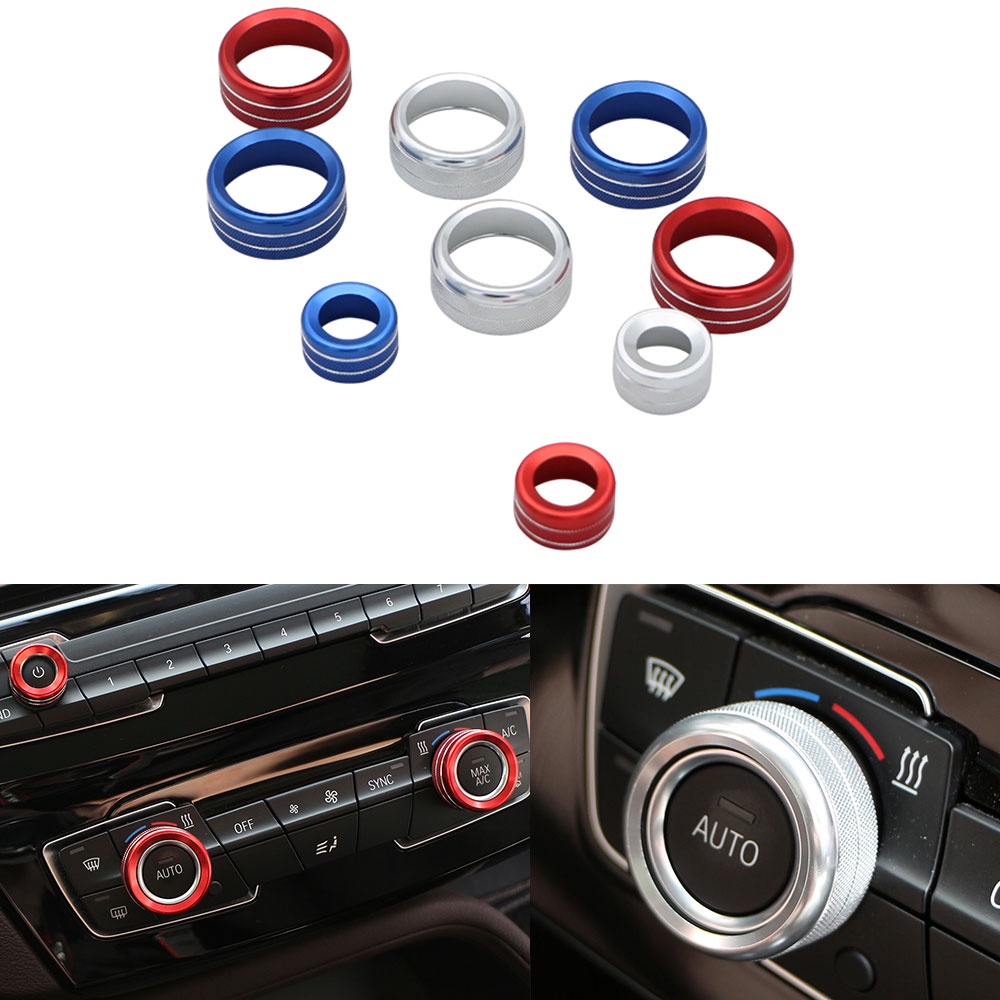 Tombol Kondisi Udara Mobil Tombol Kontrol Volume Audio Dekorasi Ring Cover Untuk BMW X1 F48 2016-2021 Aksesoris