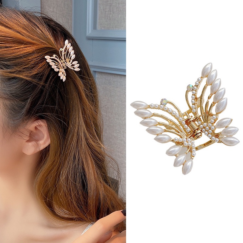 Kupu-kupu Menangkap Klip Klip Rambut Mutiara Imitasi Sisi Klip Gadis Manis Rambut Jepit Hiasan Kepala Aksesoris Rambut