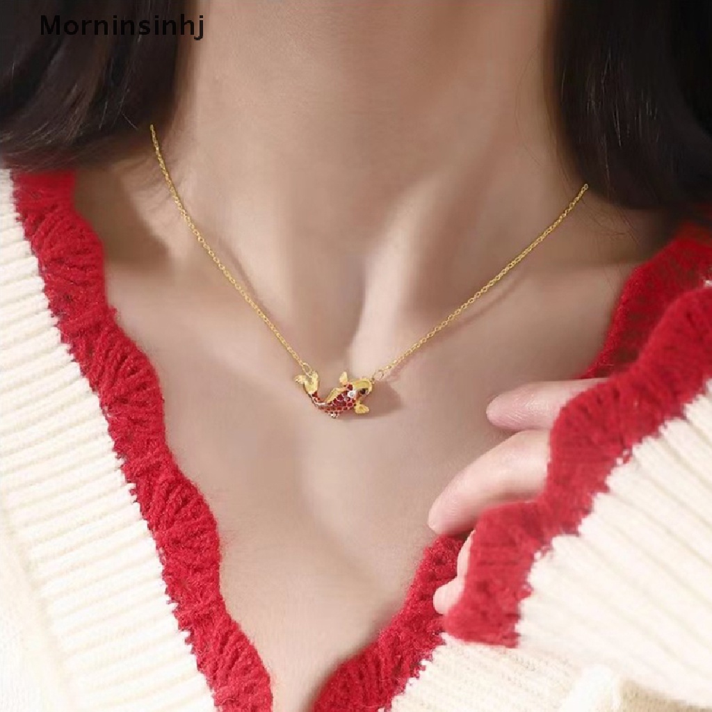 Mornin Indah Enamel Cryst Ikan Liontin Kalung Wanita Anti Karat Perhiasan Rantai Leher Emas Choker Hadiah Kado Ulang Tahun Untuk Gadis id