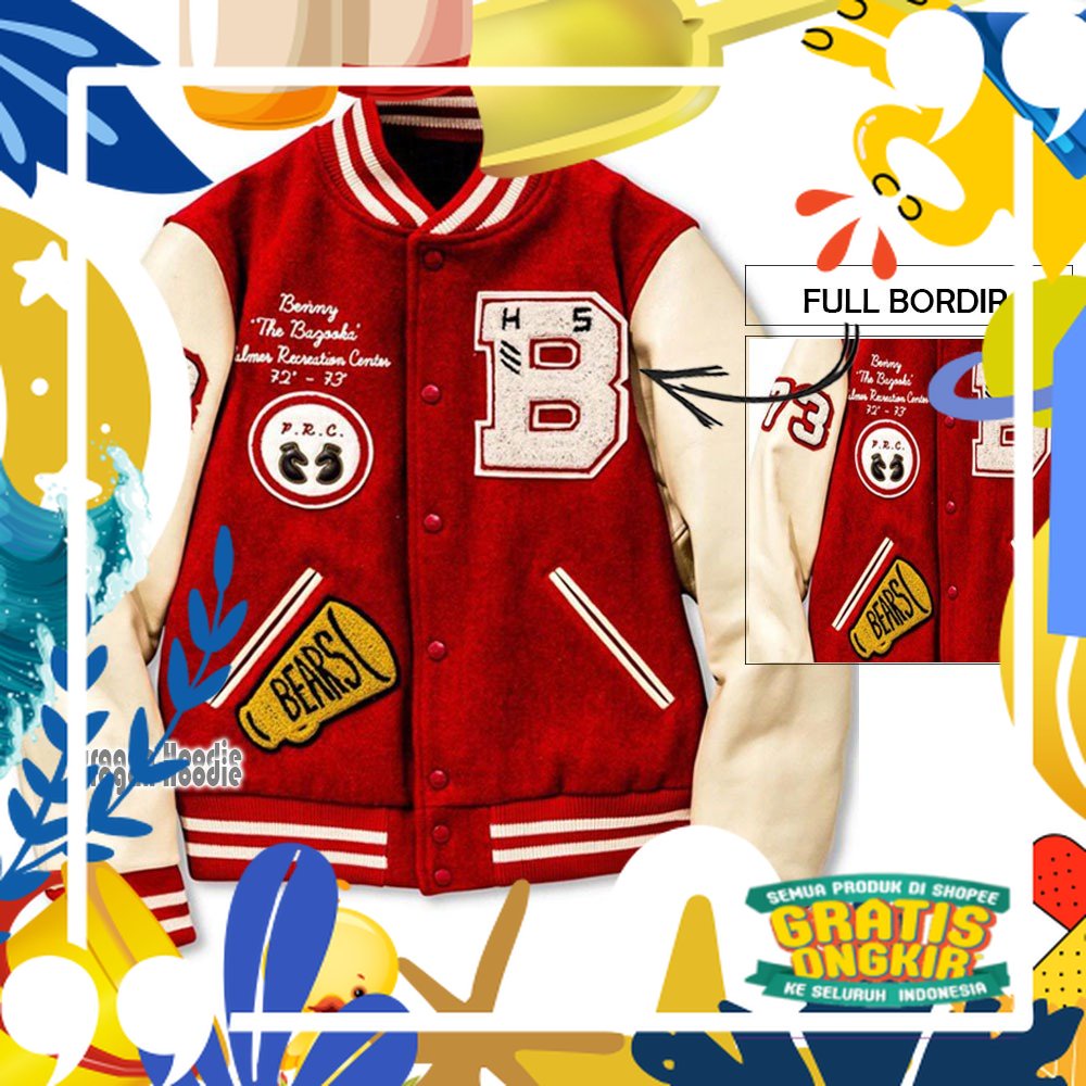 Jaket Varsity Baseball Pria / Varsity Jacket Baseball Vintage Kamikaze Origin Pria Wanita/ merah put