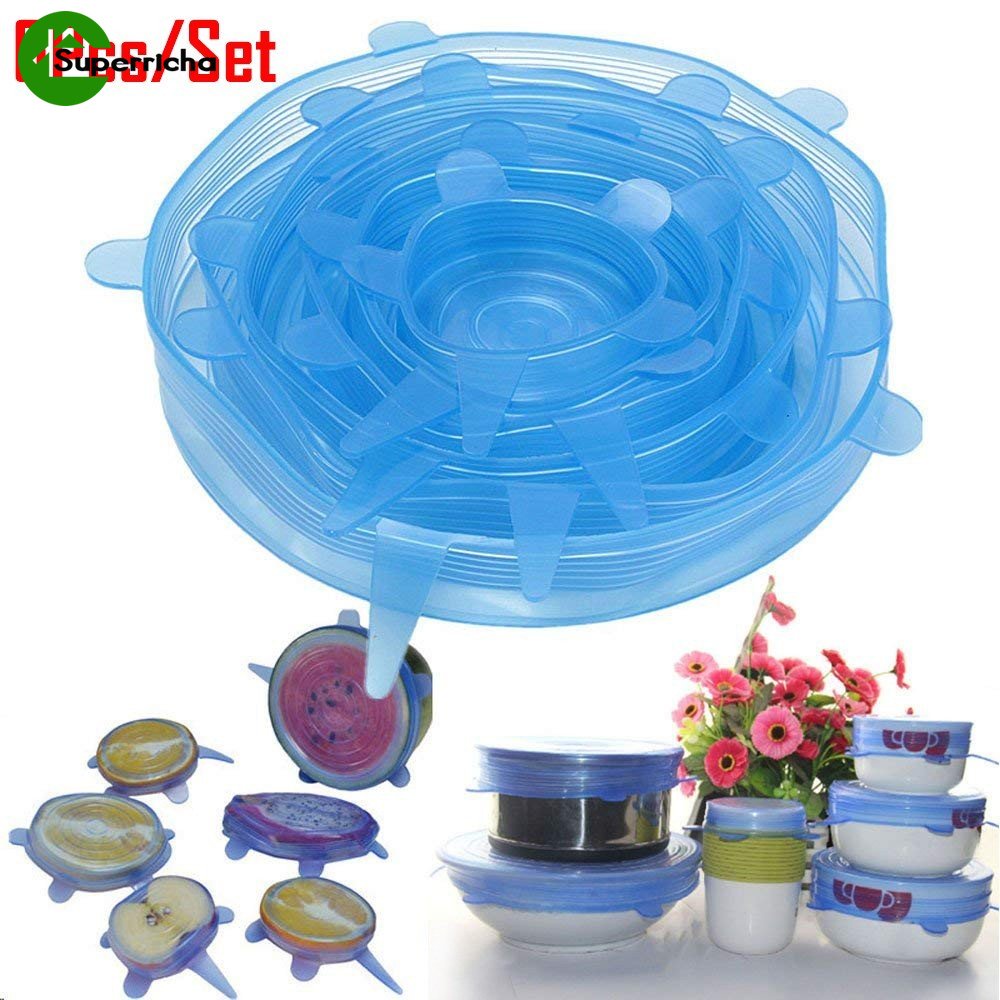 Hot Sale/6Pcs/Set Kitchen Silicone Stretch Reusable Food Saver Covers Penutup Anti Tumpah Penutup