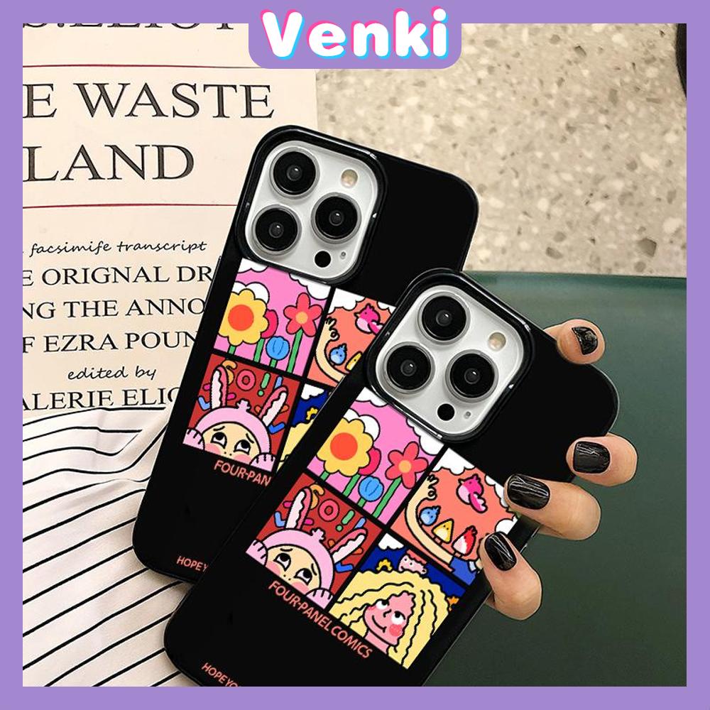 iPhone Case Soft TPU Glossy Black Candy Case Cute Four-panel Comic Camera Protection Shockproof For iPhone 14 13 12 11 Pro Max 7 8 Plus X XR