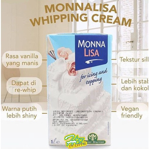 Monalisa Whipping Cream 1Liter / Monnalisa Whip Cream Cair 1Liter