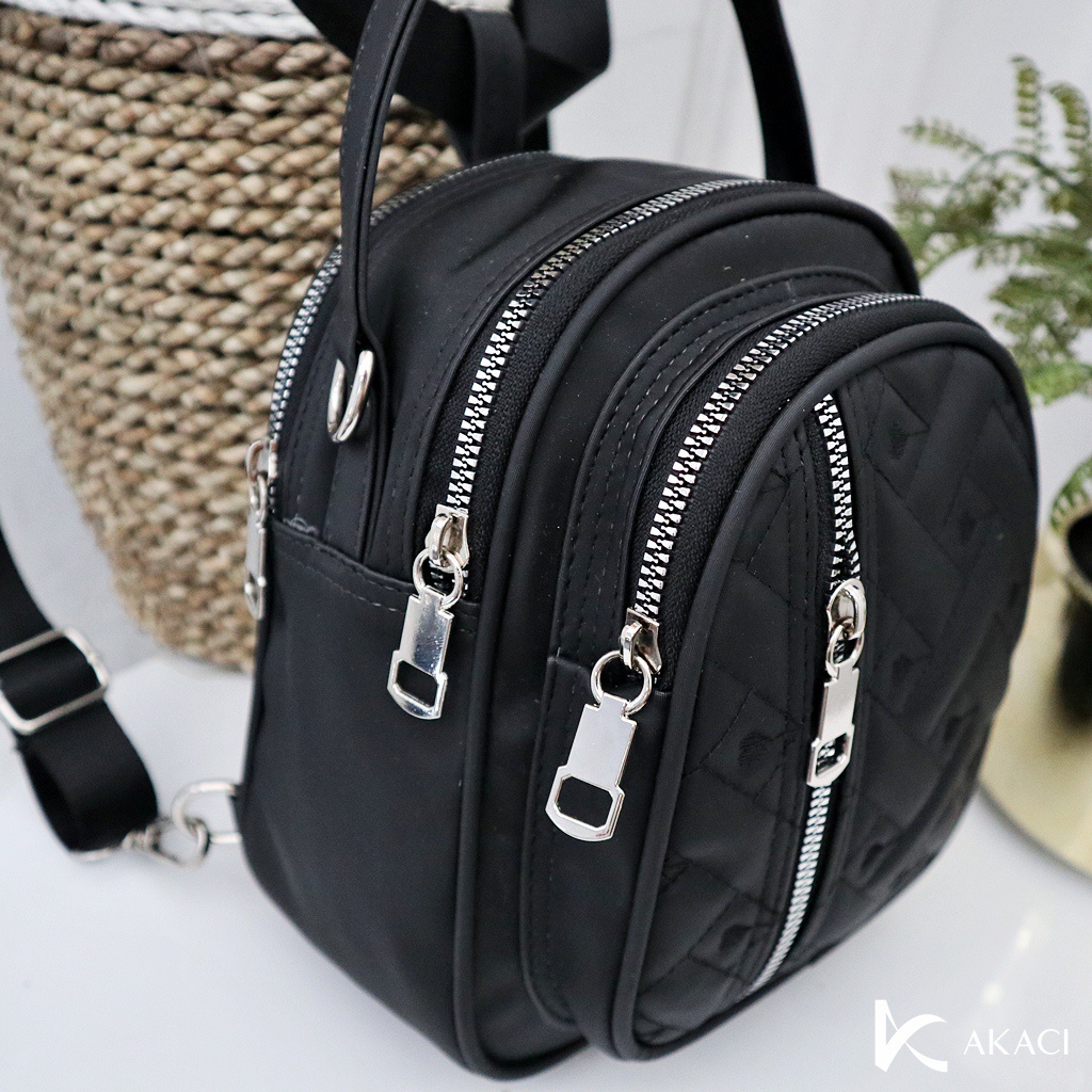 (COD) tas ransel 4 ruang multifungsi bisa selempang bahan nilon cocola bordir 06-6942