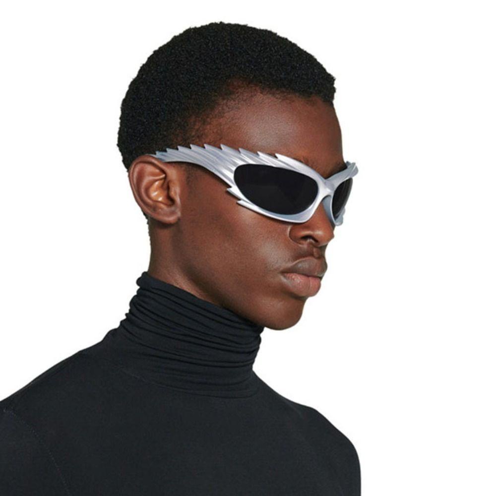 Suyo Y2K Kacamata UV400 Vintage Silver Punk Rectangle Eyewear Shades