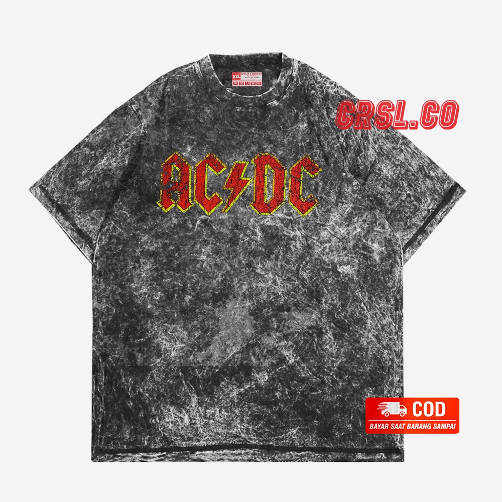 TSHIRT WASHED Kaos ACDC Stone Wash Oversized/WASHED OVERSIZE GRAPHIC/KAOS PRIA WANITA