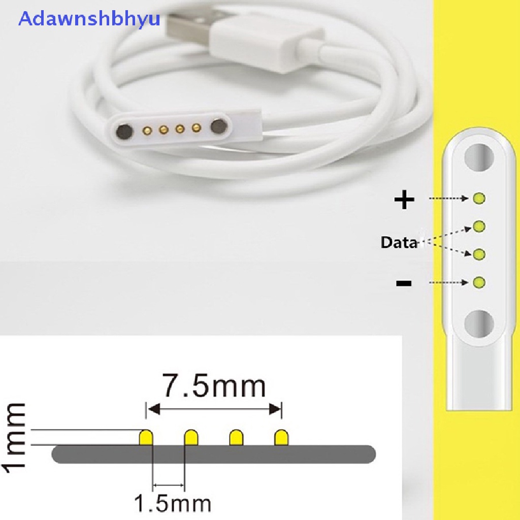 Adhyu Kabel Charger Magnetik USB 2.0 Charging Cord Power 4pin Untuk Jam Tangan Pintar KW88 ID