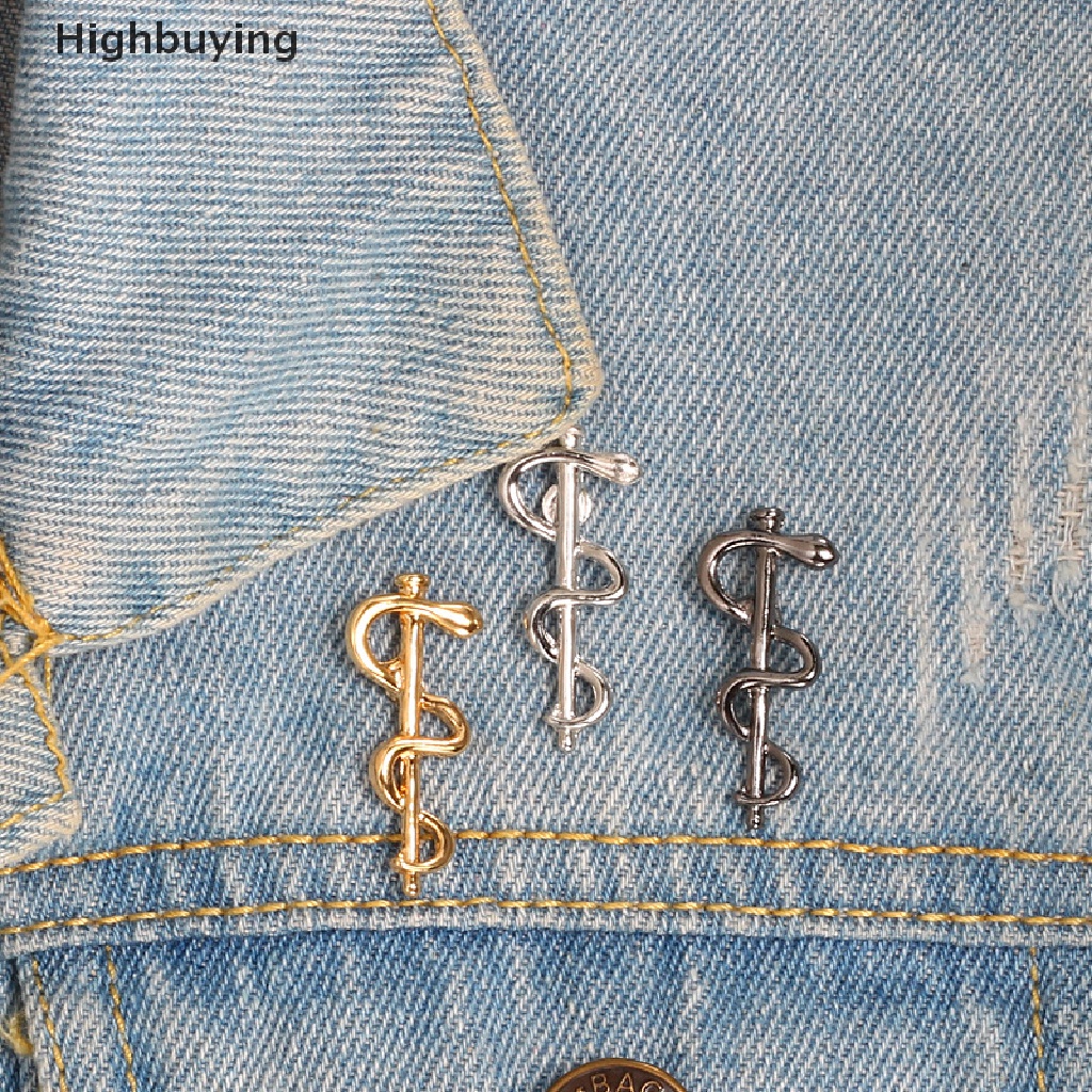 Hbid Antik Ular Tongkat Logam Alloy Pin Gesper Bros Brooch Dokter Perawat Simbol Enamel Lencana Fashion Perhiasan Glory