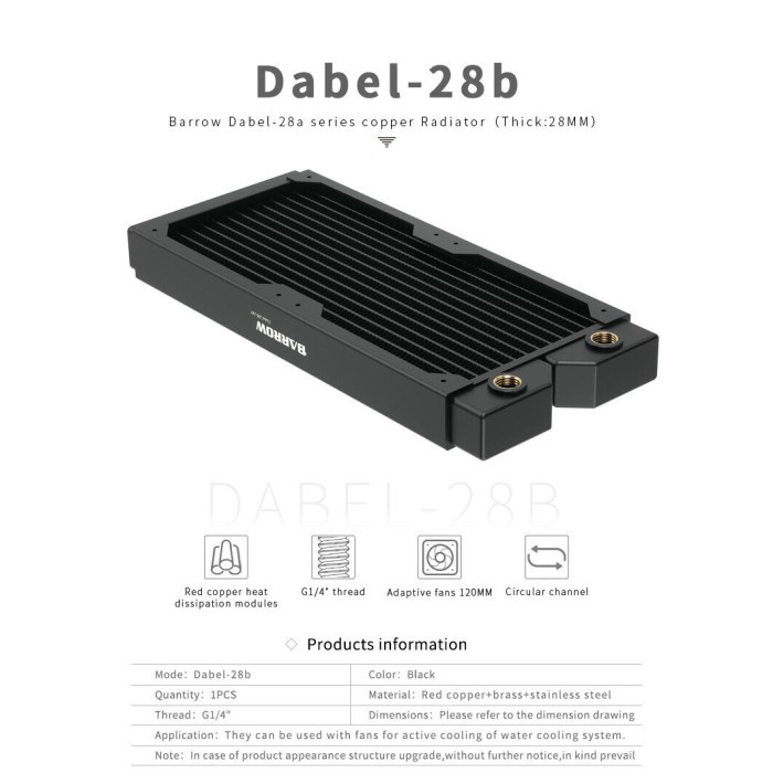 BARROW Dabel-28b 120 Cooper Radiator 120mm (Ketebalan 28mm)